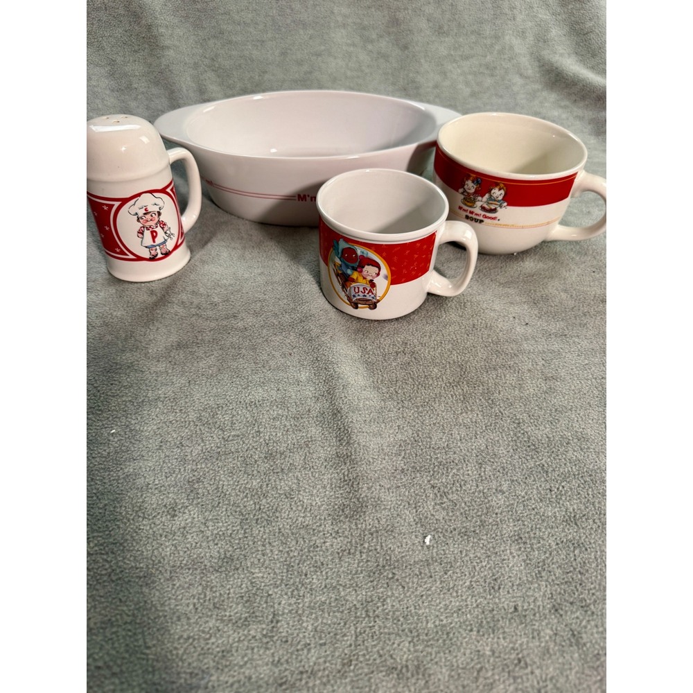 Campbells Soup Vintage Set 2002 Olympic Mug Gibson Mug Shaker & Serving Bowl